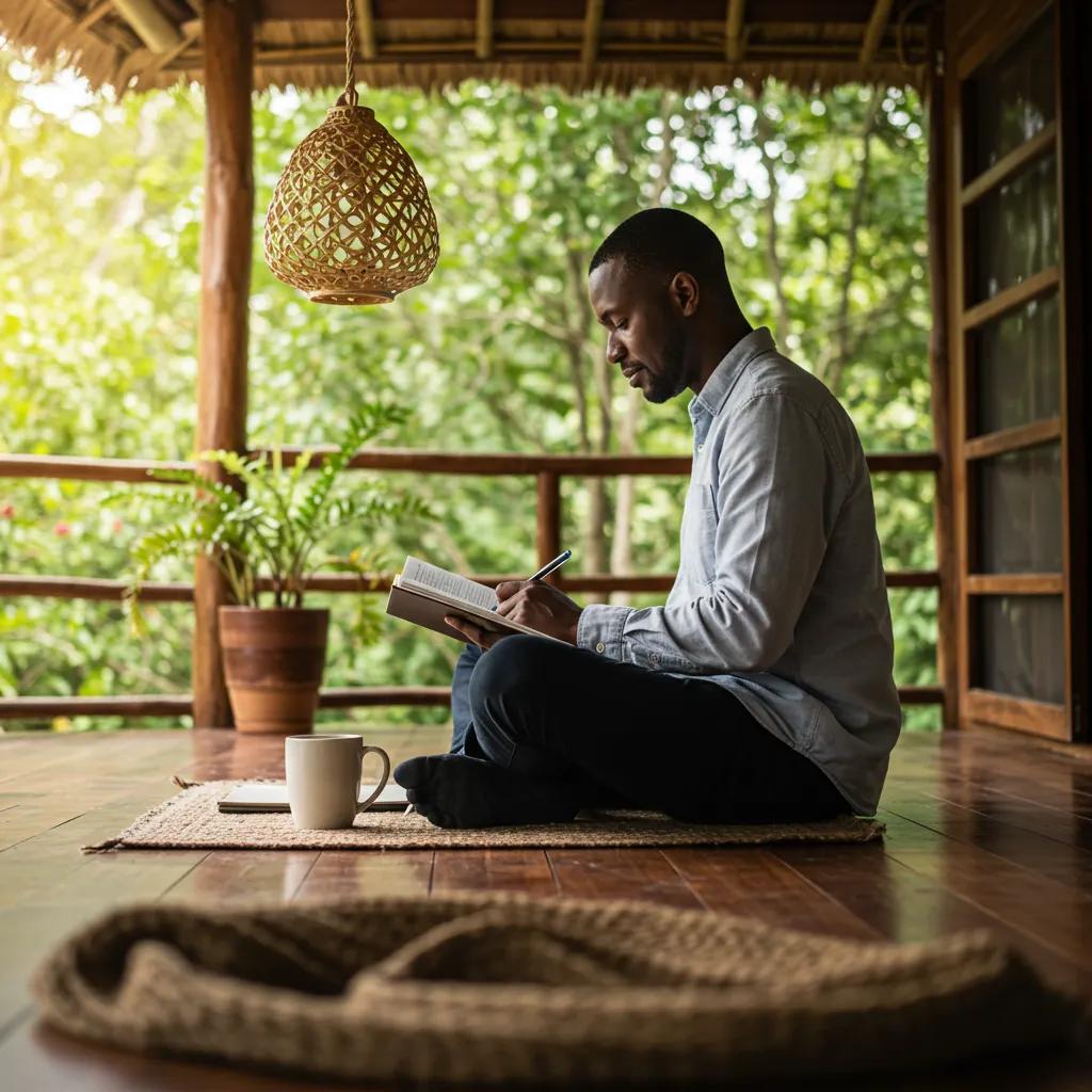 A leader engaged in deep self-reflection and mindfulness, actively working to enhance their emotional intelligence skills